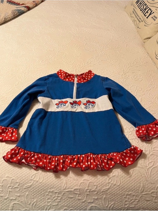 Sophia and Hendrix Other - Blue Long-Sleeve Girls Tunic with Red Polka-Dot Trim